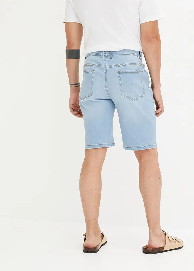 Bermudas vaqueras elásticas con corte normal (2 unidades) Denim claro + sarga blanca